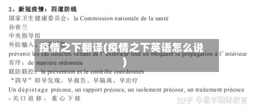 疫情之下翻译(疫情之下英语怎么说)-第1张图片